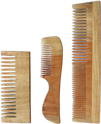 EESHA ETERNAL Neem Wooden Comb For Frizz, Dandruff Control (Fine & Dual Tooth)