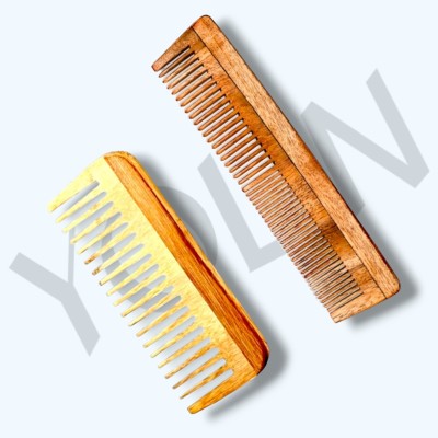 Yolin Neem Wood Combs Handmade Anti-Dandruff Comb Pack of 2