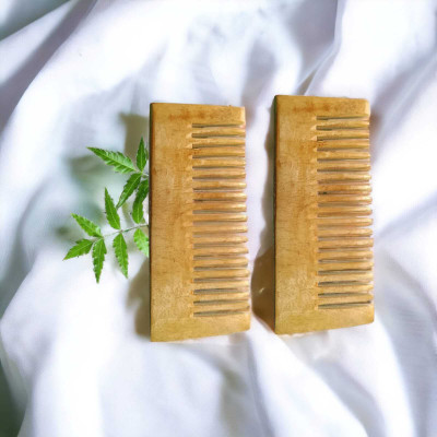 MICLAC Kacchi neem Small wide tooth shampoo comb 2PCS