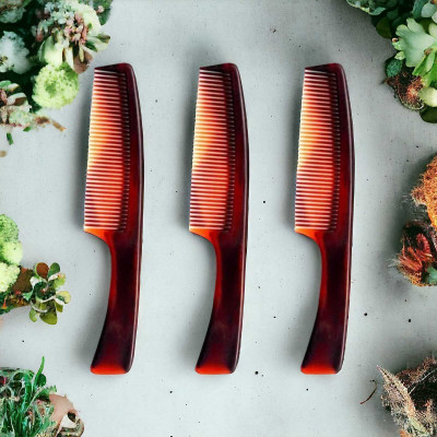 MICLAC Fine tooth pocket combs with handle (pack of 3)