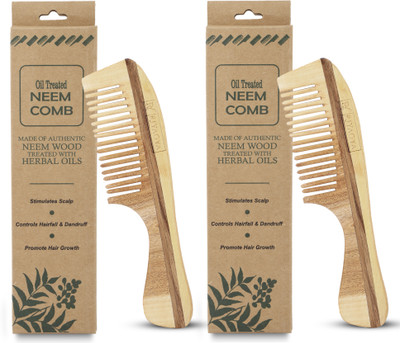 RIYAGYA Neem Wood Comb Set | Comb for Men and Women Ideal for all Hair Types set of 2