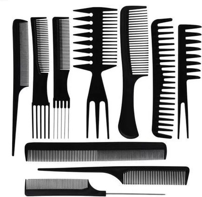 Humanix Black 10Pcs Pro Salon Hair Cut Styling Hairdressing Barbers Combs Brush Set