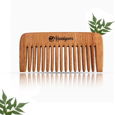 HANDYEVER Neem Wooden Comb Wide Tooth for All Type Hair | Natural & Eco Friendly