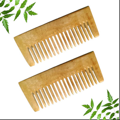 MICLAC Wide Tooth Neem Wooden Comb Wide Tooth 2PCS