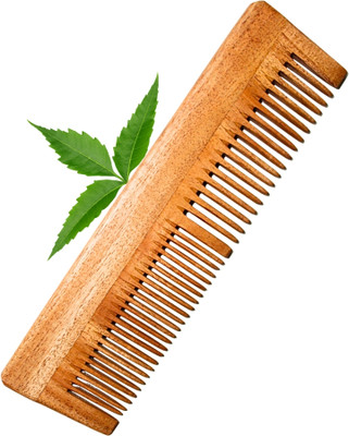 MICLAC Wooden Dual Tooth Comb for Reducing Static & Frizz 1PCS