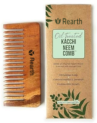 Rearth Organic Handmade Neem wood Anti-Dandruff Combs, Shampoo comb Brown - Wide