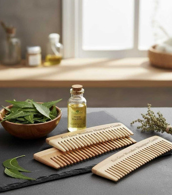 Eco Gree Wooden Shampoo Comb For Hair Growth And Healthier Scalp Kachchi Neem Kanghi
