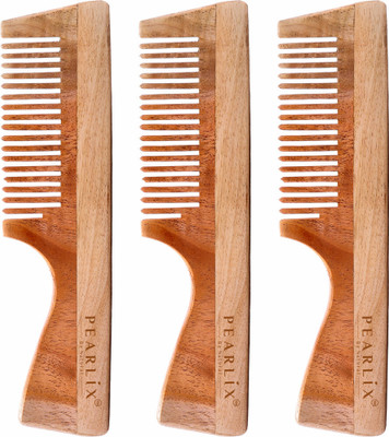 PEARLiX Pure & Natural Neem Wood Comb for Dandruff and Nourish Scalp, Pack Of 3