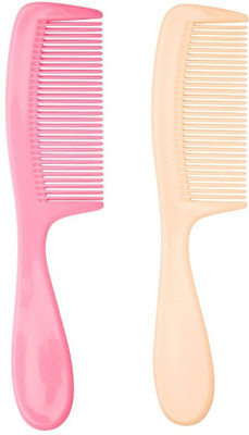 LILY Medium Fine Teeth Handle Combs for Women, Pack of 2