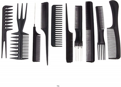 Morbee PROFESSIONAL 10PCS Styling Black Comb Set for All Hair Types & Styles(PACK 10)
