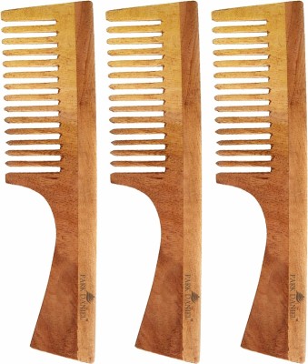 PARK DANIEL Natural & Ecofriendly Handmade Neem Wooden Dressing Handle Comb(7.5 inches)- For Stimulate Hair growth and Antidandruff Unisex pack of 3 Pcs