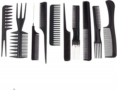 Morbee PROFESSIONAL 10PCS Styling Black Comb Set for All Hair Types & Styles(PACK 10)