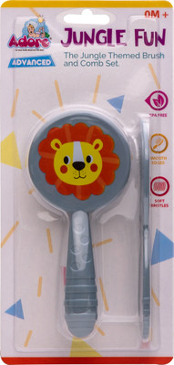 Adore Jungle Fun! Premium Baby Brush and Comb set- Round edge Bristles