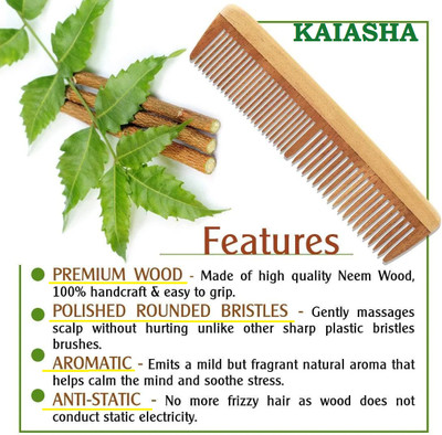 KAIASHA Best Handmade Neem Wood Broad Tooth,Anti-Dandruff Comb For Men And Women