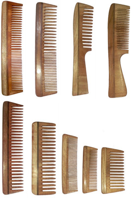 Ginni Marketing Combo of 9 Neem Wood Combs