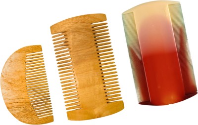 MICLAC Neem Wood Beard & Hair Comb Set – Lice Remover & Beard Styler