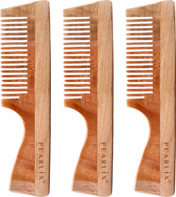 PEARLiX Pure & Natural Neem Wood Comb for Dandruff and Nourish Scalp, Pack Of 3