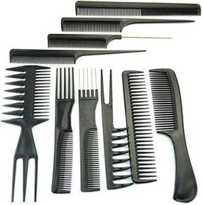 XVAIN 10Pcs Pro Salon Hair Cut Styling Hairdressing Barbers Combs Brush Comb Set, Black (Set of 10)