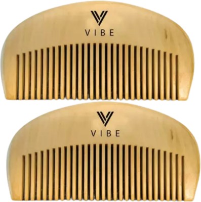 VIBE Wooden Beard Comb Made With Neem Wood Better Beard Shape Pocket Size Pack Of 2