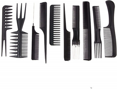 Morbee PROFESSIONAL 10PCS Styling Black Comb Set for All Hair Types & Styles(PACK 10)