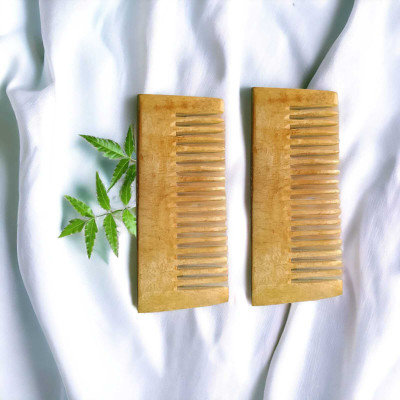 MICLAC Kachi Neem Small Wide tooth Shampoo Comb 2PCS