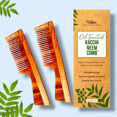 HALDER Neem Oil Treated Wooden Comb: Natural Hair Growth and Hairfall| Ser of 1