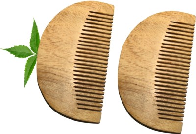 MICLAC Antibacterial Properties Neem Wooden Beard Comb 2PCS