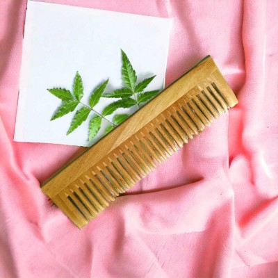 MICLAC Neem Wooden wide tooth Comb Set for Women & Men 1PCS