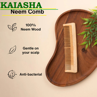 KAIASHA Kachi Neem Wood Comb Comb for Healthy Scalp & Hair Growth | All Hair Types