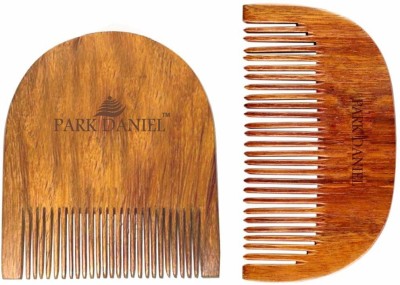 PARK DANIEL Handcrafted Wooden U Shaped, C Shaped Beard Comb For Men Pack of ( 2 Pcs.)