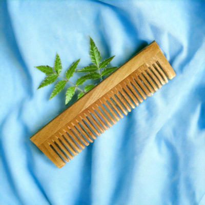 MICLAC Kacchi Neem Wooden wide tooth Comb For Multi-Actions 1PCS