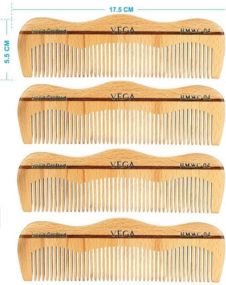 VEGA Grooming Wooden Comb - HMWC-04 Pack of 4