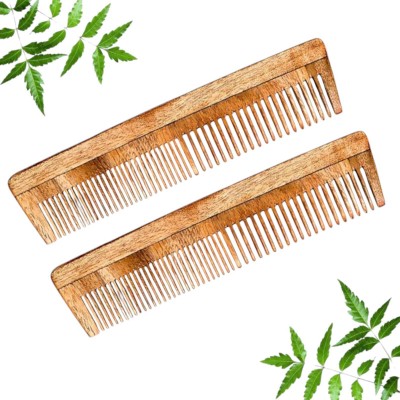 MICLAC Roll hair comb - 2Pcs, Wooden Dual Tooth Comb