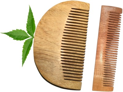 MICLAC Handmade Organic Kachi Neem wooden Beard & Pocket comb | hair growth Combo