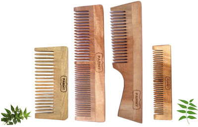 Parmy Neem Wooden 4 hair comb combo set