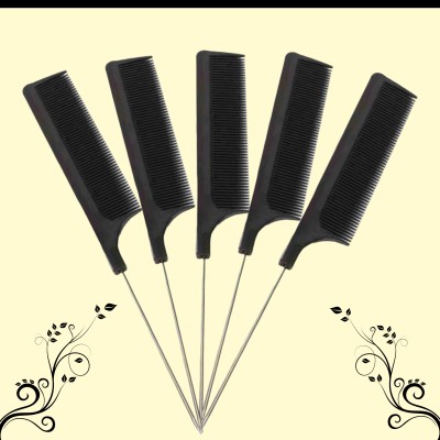 HALDER Essential Hair Tool: Black Metal Rat Tail Comb | 2pcs