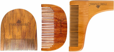 PARK DANIEL U Shaped, C Shaped & Wooden L Shaped Beard Comb for Styling Combo of 3