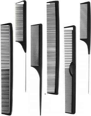 CombZone 6 Pieces Carbon Fiber Hair Combs Set, General Styling Grooming Comb