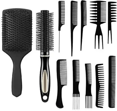 Jus’Be U 12 PIECE COMBO WITH FLAT BRUSH ,ROLLER COMB.10 IN 1 COMB SET