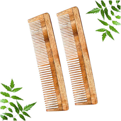 MICLAC Oil applicator for scalp - 2Pcs, Wooden Dual Tooth Comb