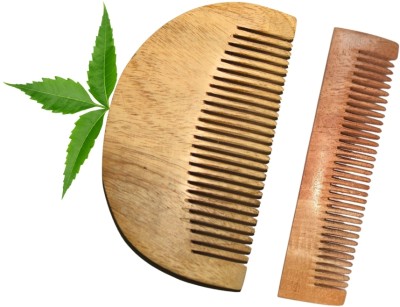 MICLAC Neem wood kangi hair Beard & Pocket comb for women Combo