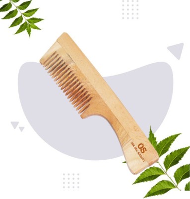 One Sec Beauty Neem Wood Handle Comb with Wide Teeth