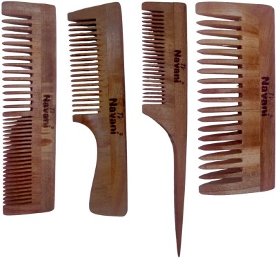 Navani Neem Wood Comb Combo - Shampoo (1No.), Tail (1No.), Dual (1No.), Handle (1No.)