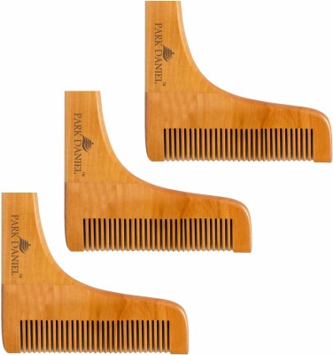 PARK DANIEL Wooden L Shaped Beard Comb for Styling & Grooming Pack Of 3