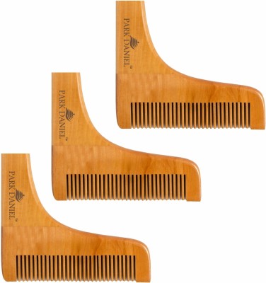 PARK DANIEL Handcrafted Wooden L Shaped Beard Comb For Men Pack of ( 3 Pcs.)