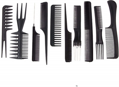 Morbee PROFESSIONAL 10PCS Styling Black Comb Set for All Hair Types & Styles(PACK 10)