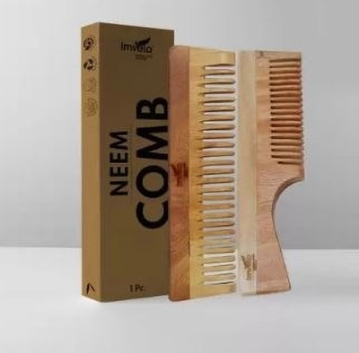 DIGSMORDEN Neem Wooden Combs Pack 1 Fine+1 Wide Tooth Comb Protect from Hairfall & Dandruff