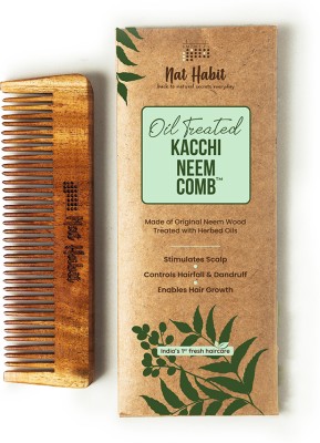 Nat Habit Kacchi Neem Wooden Pocket Comb For Men