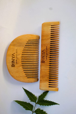 dinya Premium Beard & Baby Neem Comb Set | Compact Grooming Combo