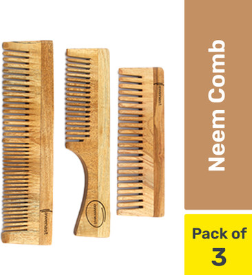 awenest Wooden Neem Comb Combo - Pack of 3 Combs Eco friendly Plastic-free.